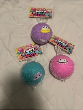 Funny Face Balls Kids Toy Pack - Purple, Pink, Teal